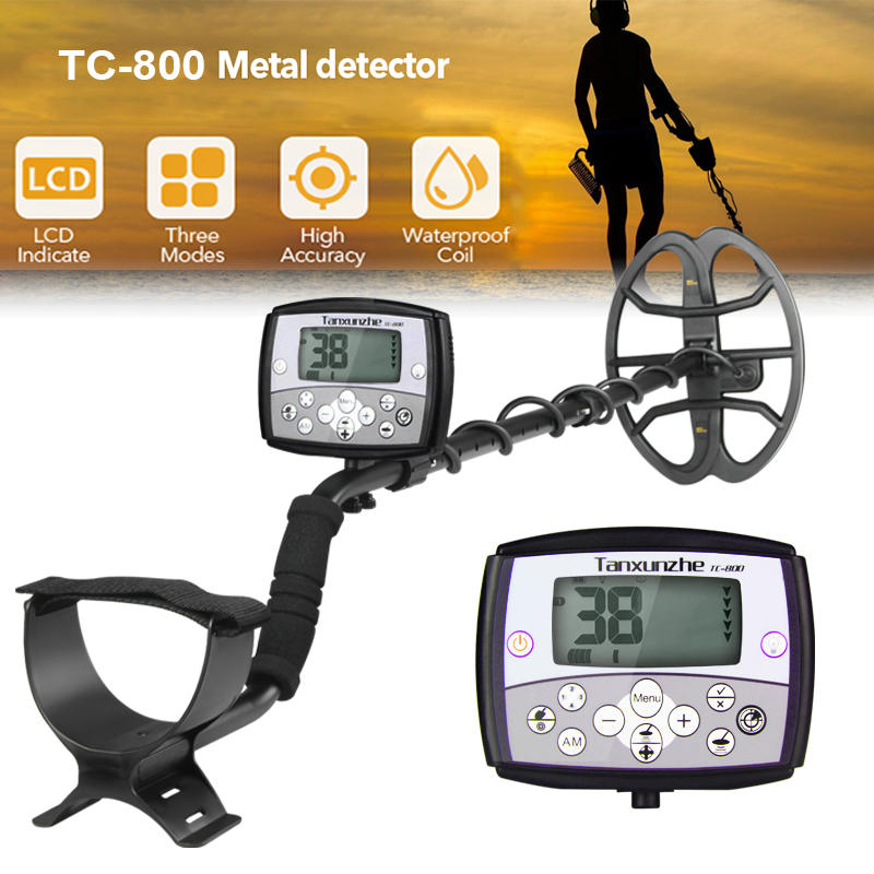 TC800 전문 지하 금속 탐지기 골드 파는 보물 사냥꾼 Pinpointer 골드 탐사 모드 LCD 디스플레이 감지기